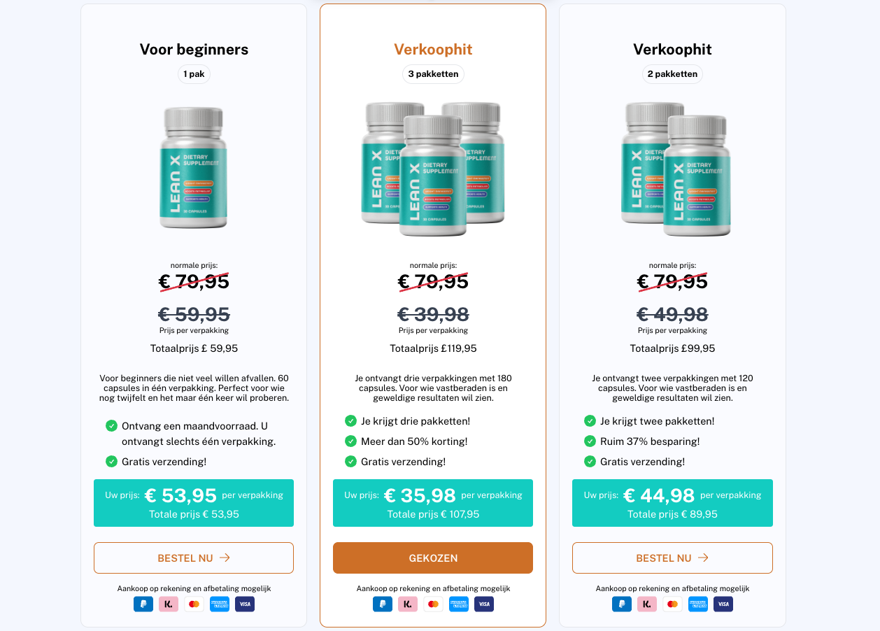 Lean X Diet Capsules Prijs